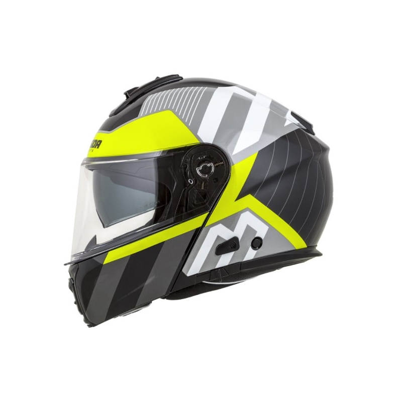 Cassida Modulo 2.0 Profil Motorradhelm weiß-grau-schwarz-fluo gelb
