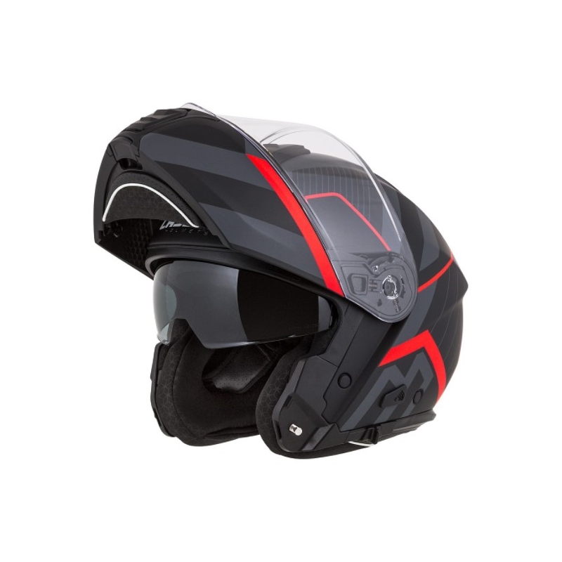 Cassida Modulo 2.0 Profil rot-grau-schwarzer Motorradhelm zum Aufklappen