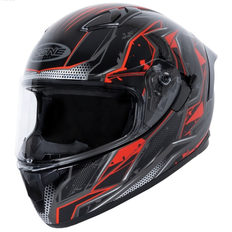 Ozone Sprint schwarz-grau-fluorroter Integral-Motorradhelm