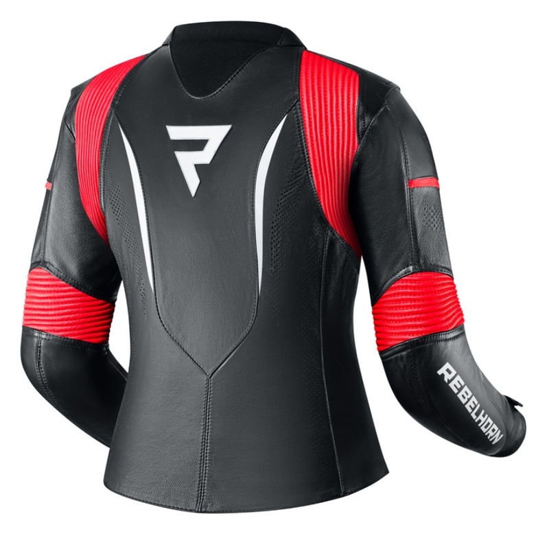 Women's Rebelhorn Rebel Schwarz-Weiß-Fluo Rot Motorradjacke
