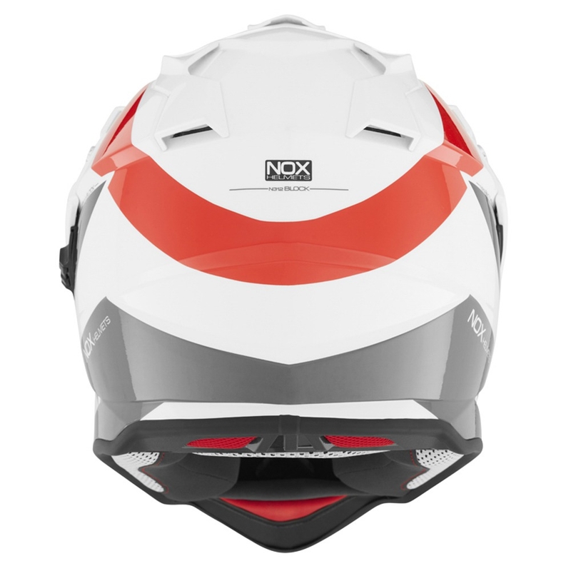 Endurohelm NOX N312 BLOCK 2022 grau-rot-weiß Ausverkauf