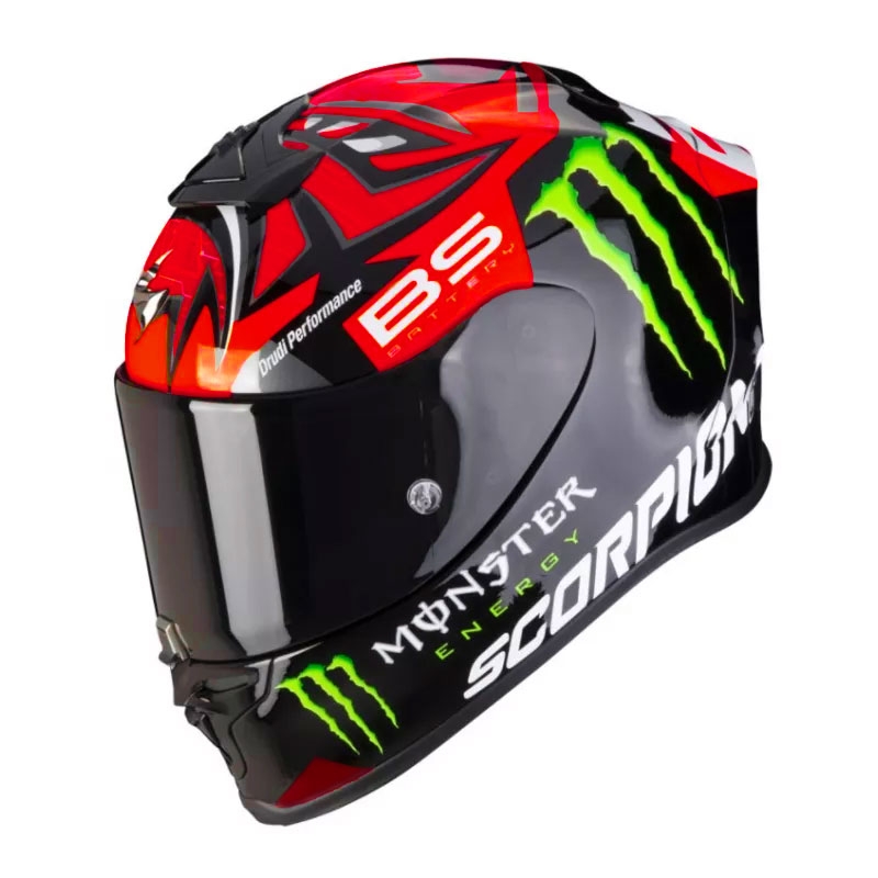 Integral Motorradhelm Scorpion EXO-R1 Air Fabio Quartararo Monster Replica schwarz-fluo rot glänzend