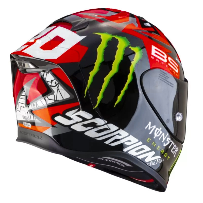 Integral Motorradhelm Scorpion EXO-R1 Air Fabio Quartararo Monster Replica schwarz-fluo rot glänzend
