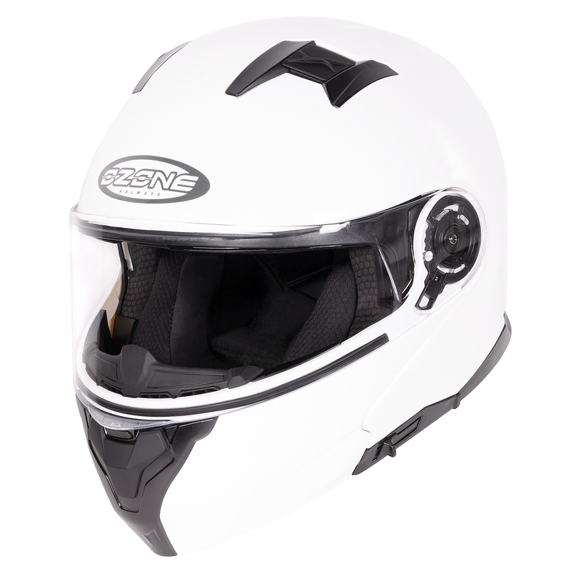 Ozone Flip Up Motorradhelm Storm Weiß Glanz Ausverkauf