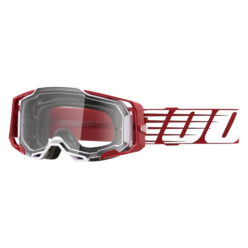 Motocrossbrille 100% ARMEGA Oversized Tiefrot (klares Plexiglas)