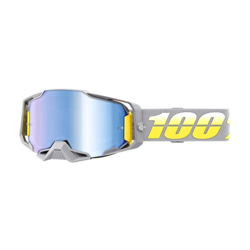 Motocrossbrille 100% ARMEGA Complex gelb-grau (blaues Plexiglas)