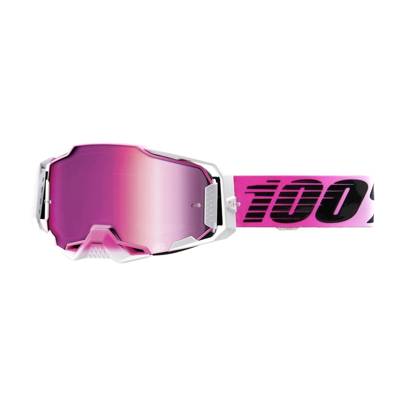 Motocrossbrille 100% ARMEGA Harmony schwarz-weiß-rosa (rosa Plexiglas)
