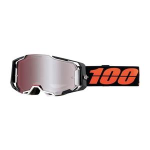 Motocrossbrille 100% ARMEGA Blacktail HIPER orange-schwarz (silbernes Plexiglas)