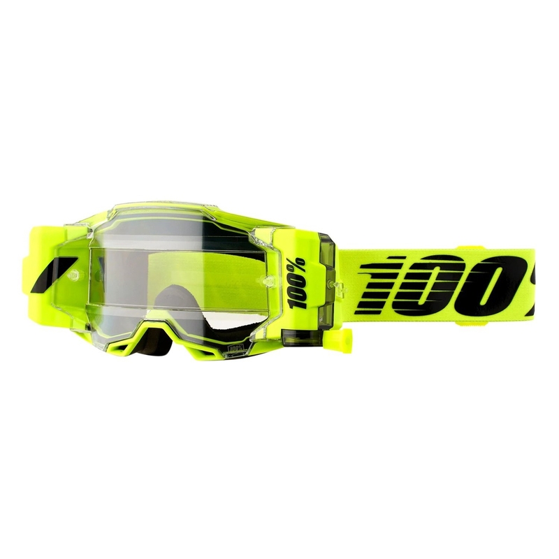 Motocrossbrille 100% ARMEGA FORECAST Nuclear Citrus schwarz-fluo gelb (plexiglasklar) sale