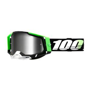 Motocrossbrille 100% RACECRAFT 2 Kalkutta grün-weiß-schwarz (silbernes Plexiglas)