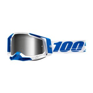 Motocrossbrille 100% RACECRAFT 2 Isola weiß-blau (silbernes Plexiglas)