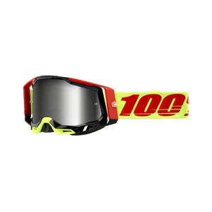 Motocrossbrille 100% RACECRAFT 2 Wiz rot-gelb (silbernes Plexiglas)