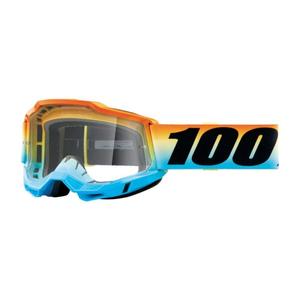 Motocrossbrille 100% ACCURI 2 Sunset blau-gelb-orange (klares Plexiglas)