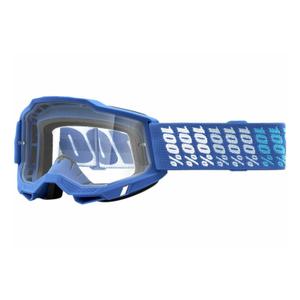 Motocrossbrille 100% ACCURI 2 Yarger weiß-blau (klares Plexiglas)