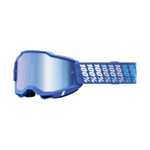 Motocrossbrille 100% ACCURI 2 Yarger weiß und blau (blaues Plexiglas)
