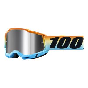 Motocrossbrille 100% ACCURI 2 Sunset blau-gelb-orange (silbernes Plexiglas)