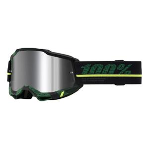 Motocrossbrille 100% ACCURI 2 Overlord gelb-grün-schwarz (silbernes Plexiglas)