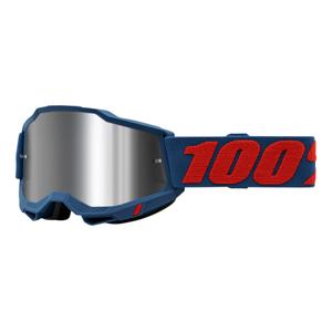 Motocrossbrille 100% ACCURI 2 Odeon rot-blau (silbernes Plexiglas)
