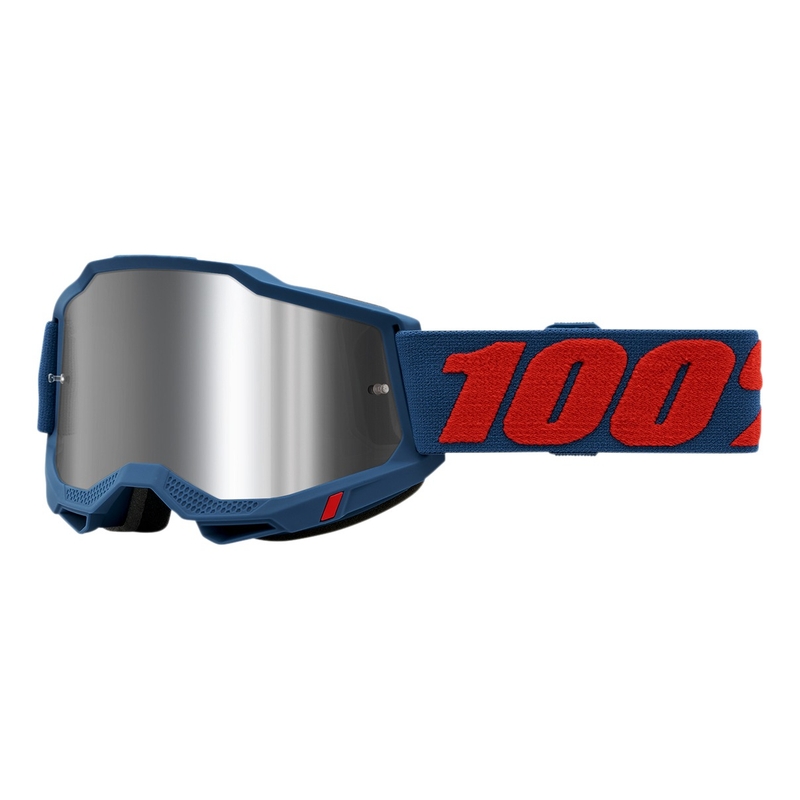 Motocrossbrille 100% ACCURI 2 Odeon rot-blau (silbernes Plexiglas)