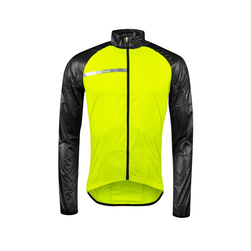Kinder Fahrradjacke FORCE Windpro fluo gelb-schwarz Ausverkauf