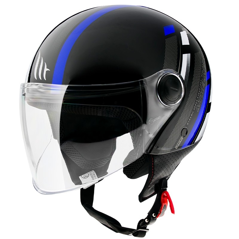MT Street Scope D7 offener Motorradhelm schwarz-grau-blau glänzend Ausverkauf