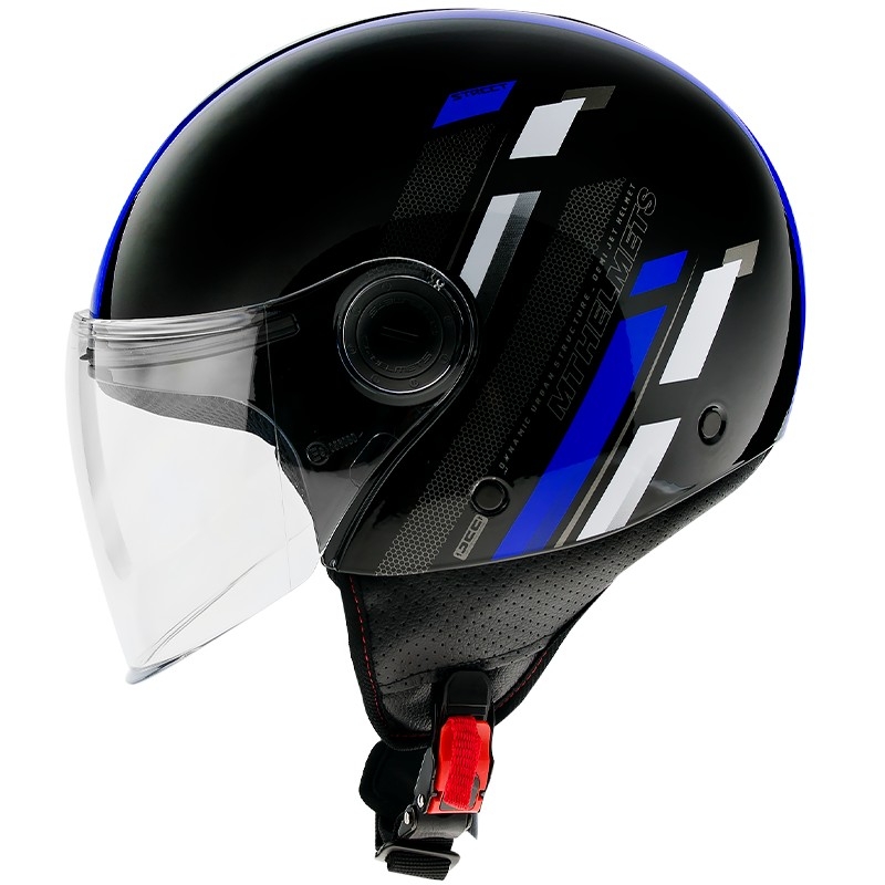 MT Street Scope D7 offener Motorradhelm schwarz-grau-blau glänzend Ausverkauf