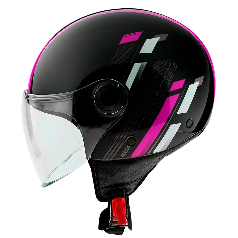 MT Street Scope D8 offener Motorradhelm schwarz-grau-fluo rosa glänzend Ausverkauf