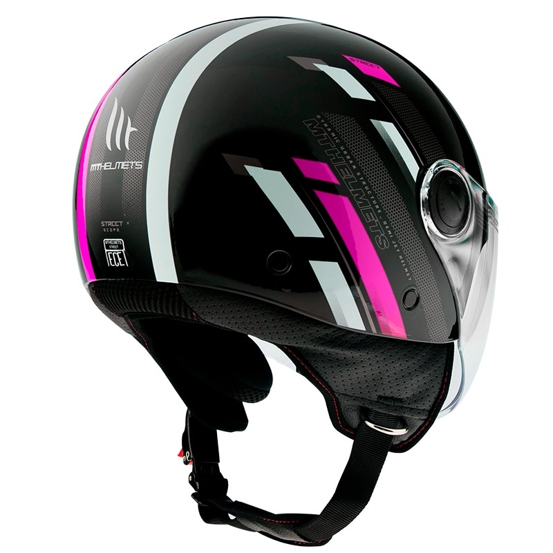 MT Street Scope D8 offener Motorradhelm schwarz-grau-fluo rosa glänzend Ausverkauf