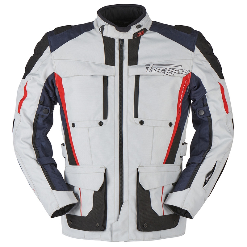 Furygan Brevent 3 in 1 grau-schwarz-rot-blaue Motorradjacke Ausverkauf