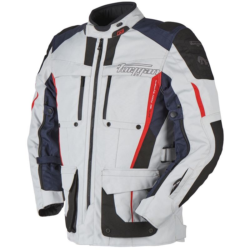 Furygan Brevent 3 in 1 grau-schwarz-rot-blaue Motorradjacke Ausverkauf