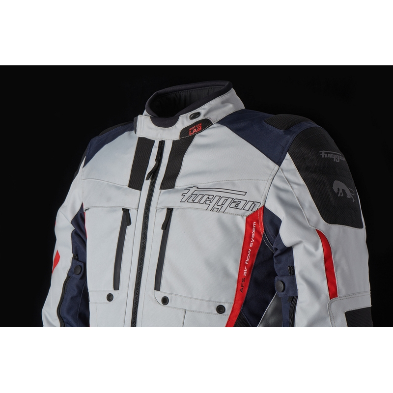 Furygan Brevent 3 in 1 grau-schwarz-rot-blaue Motorradjacke Ausverkauf