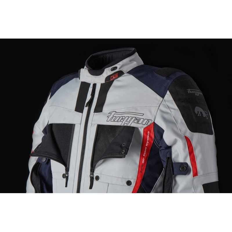 Furygan Brevent 3 in 1 grau-schwarz-rot-blaue Motorradjacke Ausverkauf