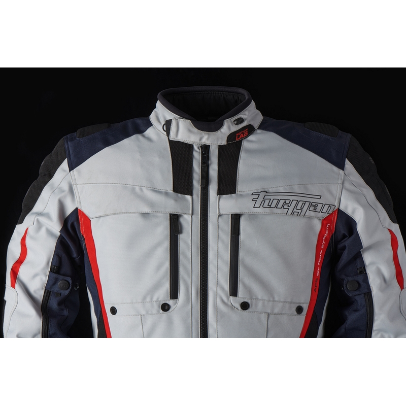 Furygan Brevent 3 in 1 grau-schwarz-rot-blaue Motorradjacke Ausverkauf