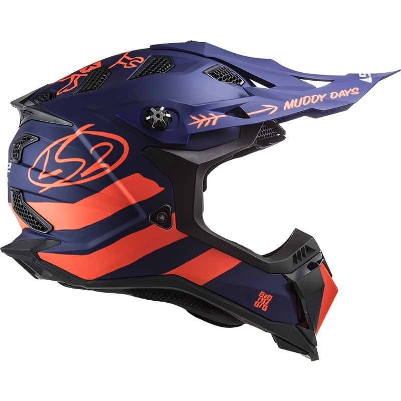 Motocross-Helm LS2 MX700 Subverter Cargo blau-fluo orange matt