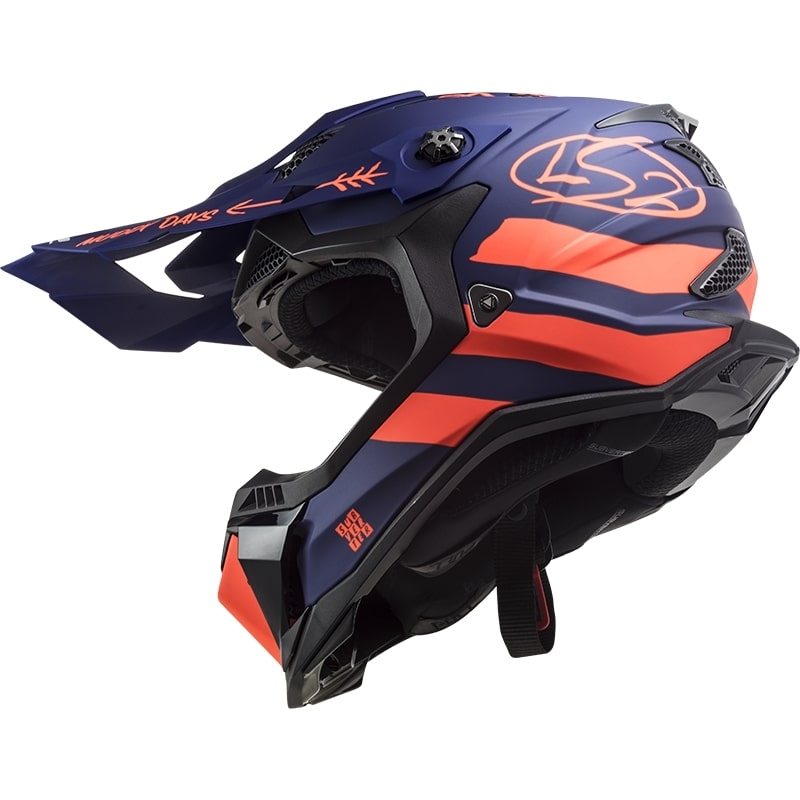 Motocross-Helm LS2 MX700 Subverter Cargo blau-fluo orange matt