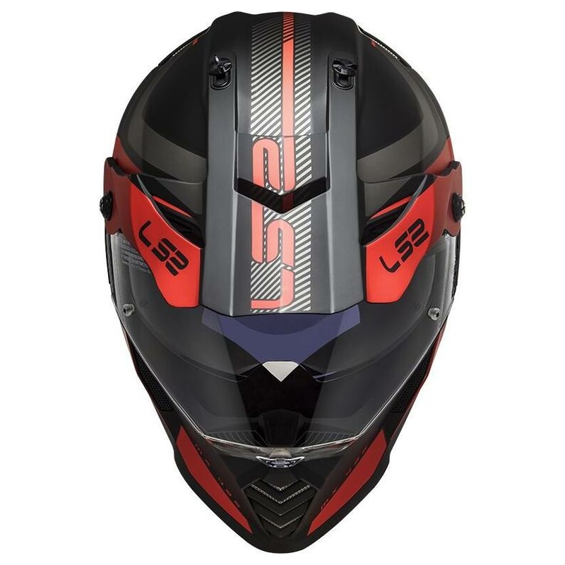 Enduro-Helm LS2 MX436 Pioneer Evo Adventurer schwarz-rot matt