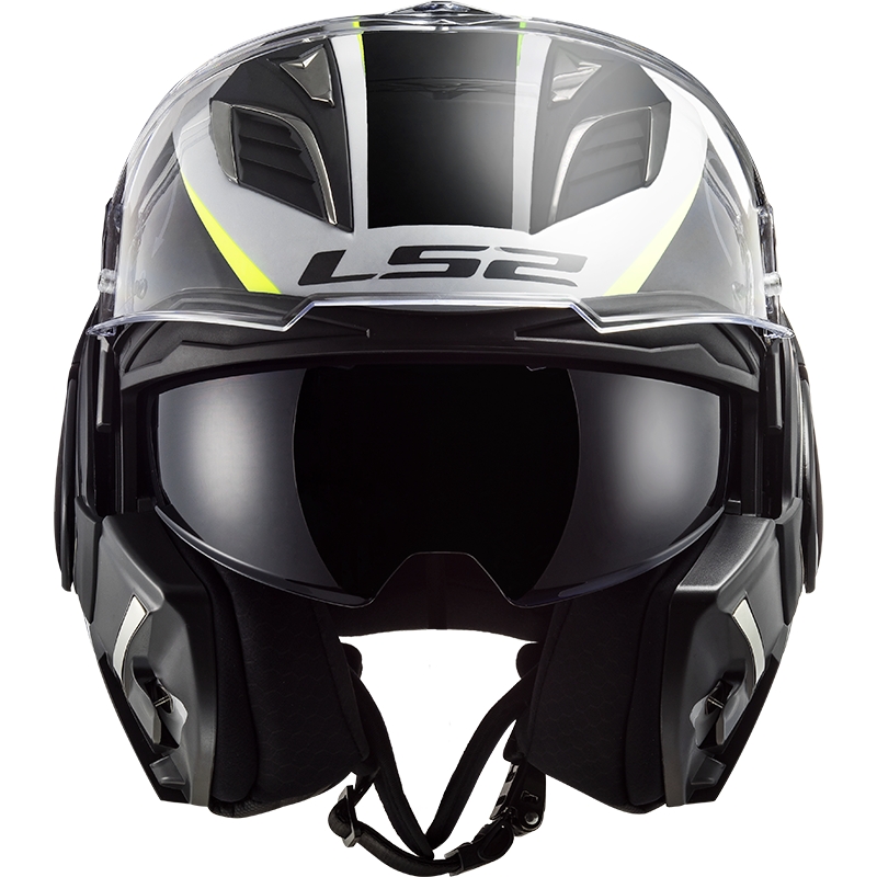 LS2 FF900 Valiant II Codex schwarz-fluorgelb-weißer Motorrad-Klapphelm