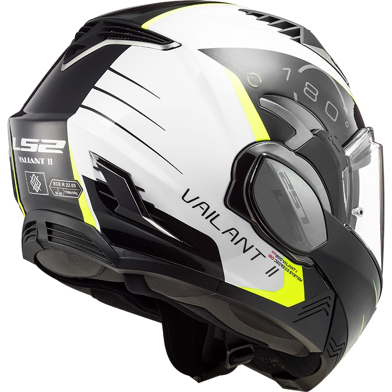 LS2 FF900 Valiant II Codex schwarz-fluorgelb-weißer Motorrad-Klapphelm