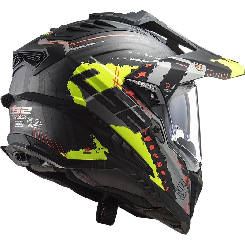 Enduro-Helm LS2 MX701 Explorer C Extend schwarz-grau-fluo gelb