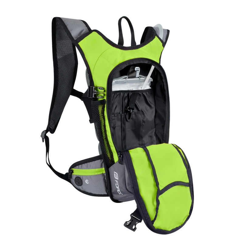 Radfahren Rucksack FORCE Aron Ace Plus 10 l fluo grün-grau mit hydrovac Ausverkauf