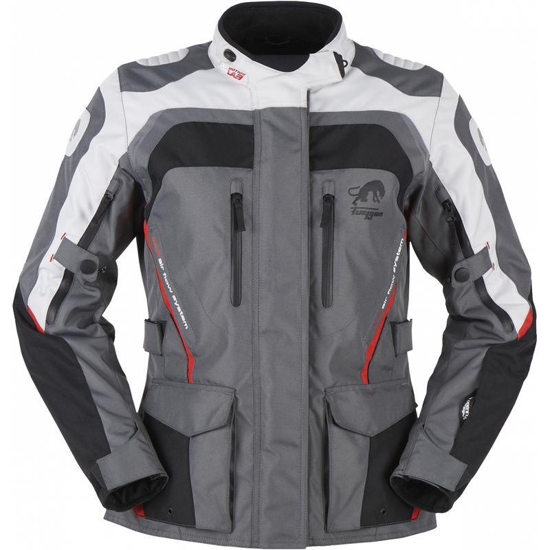Damen Furygan Apalaches rot, weiß, schwarz und grau Motorradjacke