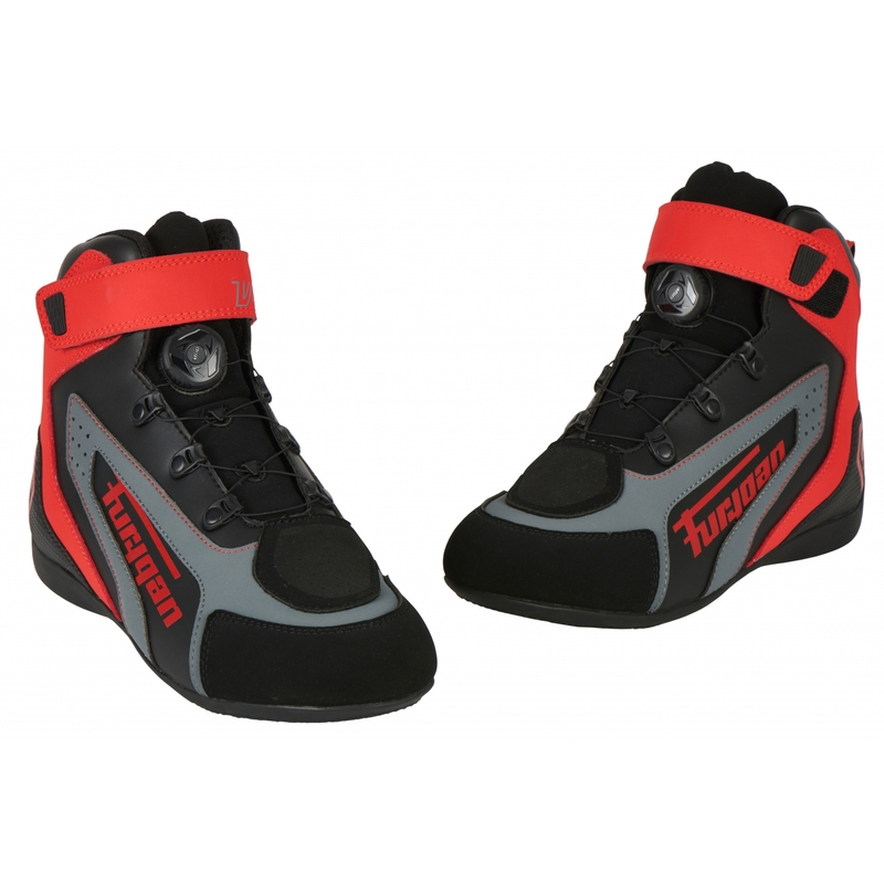 Furygan V4 Easy D3O Schwarz-Rot Motorradstiefel