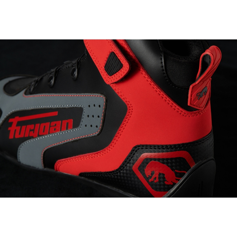 Furygan V4 Easy D3O Schwarz-Rot Motorradstiefel