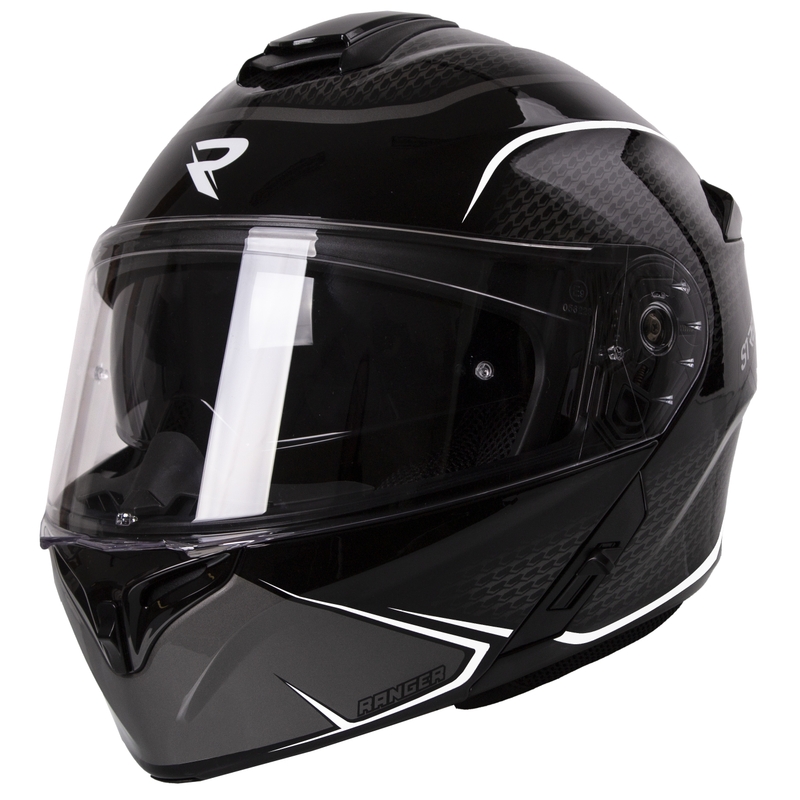 Street Racer Ranger schwarz-weißer Motorradhelm zum Aufklappen