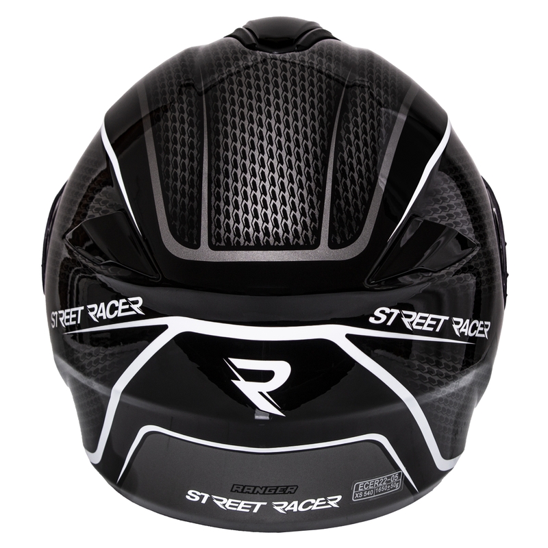 Street Racer Ranger schwarz-weißer Motorradhelm zum Aufklappen