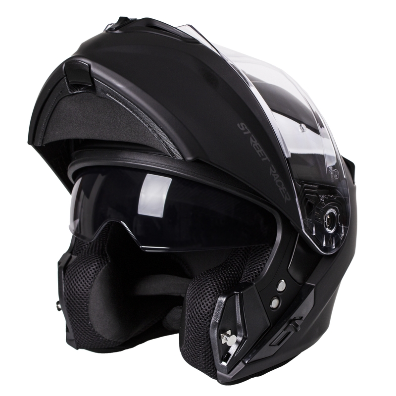 Street Racer Ranger schwarz matt klappbarer Motorradhelm