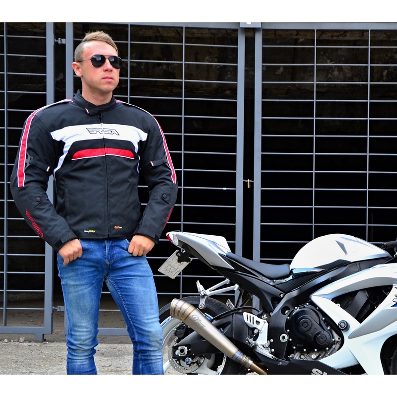 RSA Iron schwarz und rot Motorradjacke Ausverkauf