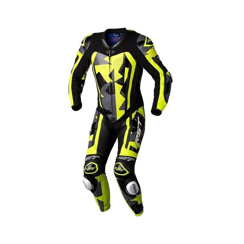RST Pro Series CE einteiliger Motorradoverall schwarz-grau-fluo gelb Ausverkauf