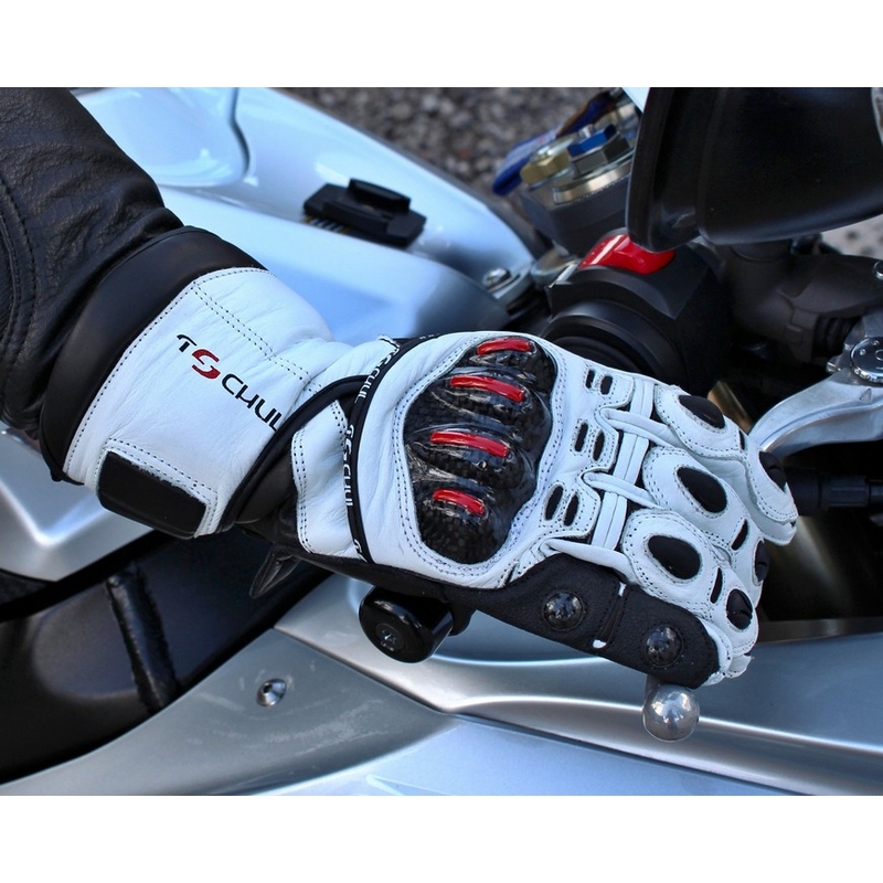Motorradhandschuhe Tschul 270 weiß-schwarz Ausverkauf