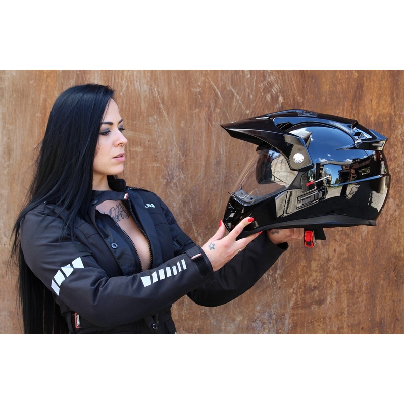 Endurohelm mit Sonnenblende RSA MX-01 schwarz glänzend Ausverkauf